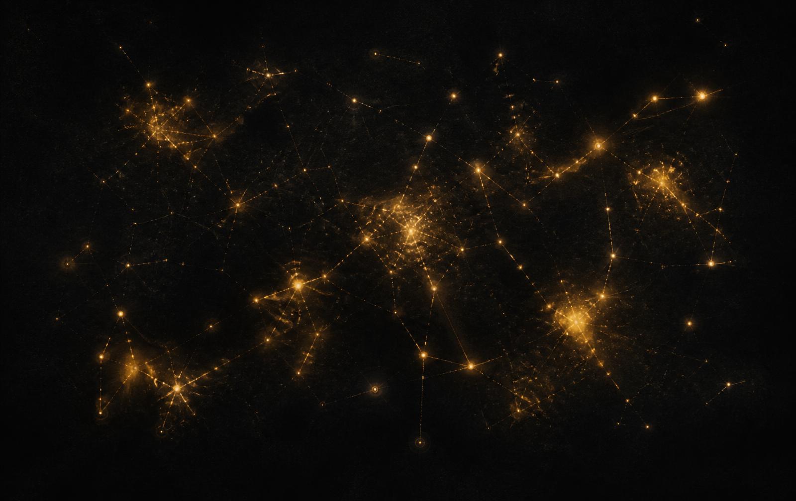 Abstract constellation of connected points representing a map of films